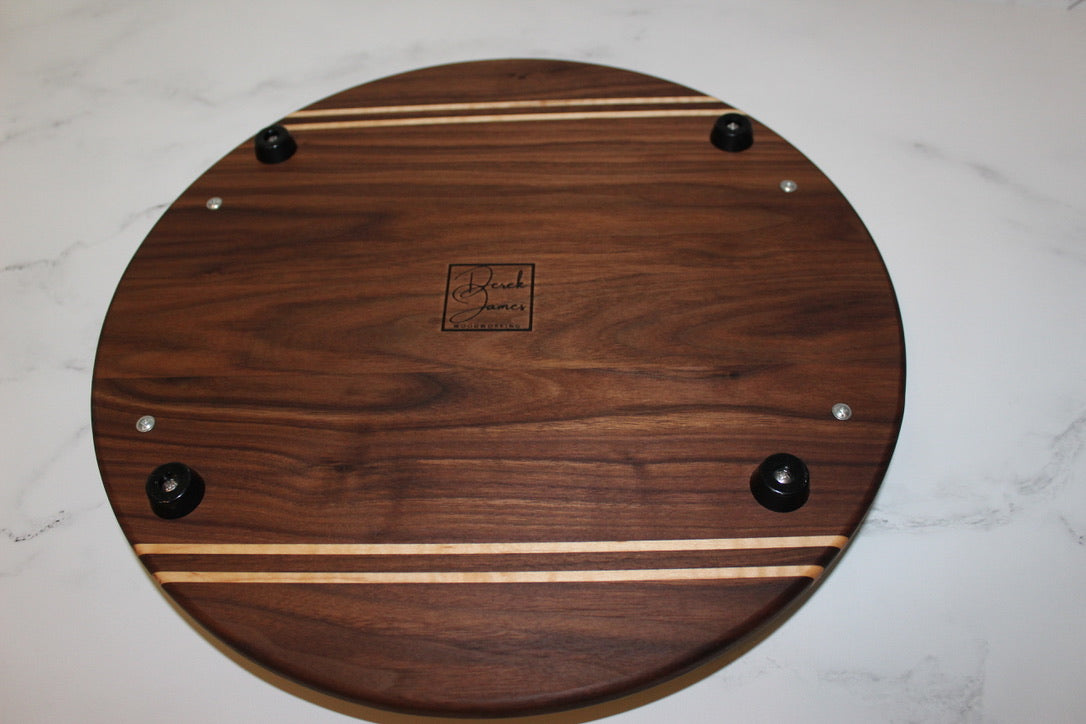 Walnut Small Round Serving Tray