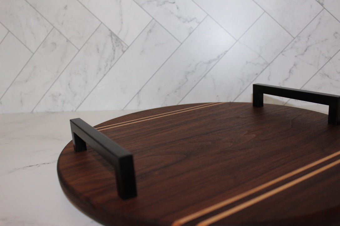 Walnut Small Round Serving Tray