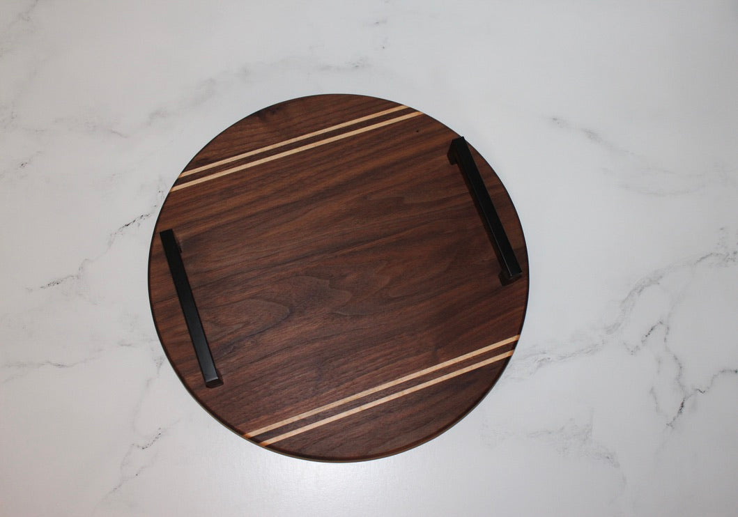 Walnut Small Round Serving Tray